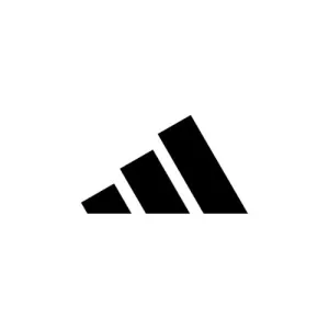 Stylized black three-stripe logo on a white background