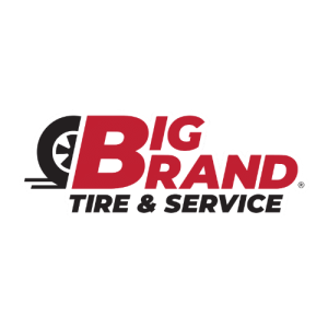 Big Brand Tire and Service logo featuring a tire graphic with bold red lettering