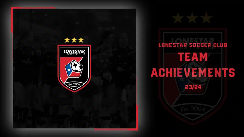 Lonestar Soccer Club team achievements graphic featuring team logo and players