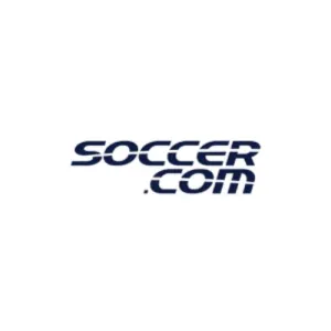 Soccer com logo in bold blue text on a white background