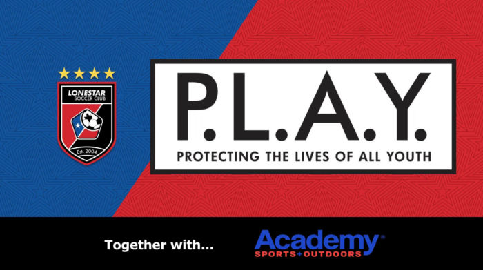 Soccer club event promoting youth protection with Academy Sports and Outdoors sponsorship